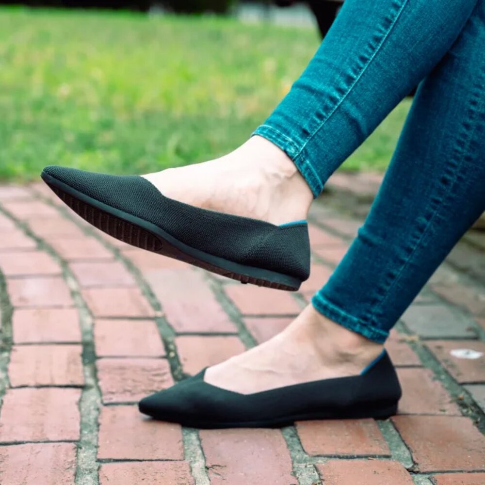 Rothy's Women's Black Textile Fabric Round Toe Slip-On Ballet Flats Size US 10.5